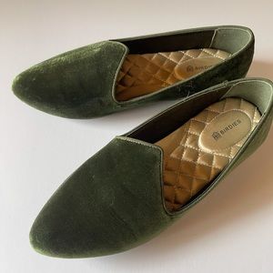 Birdies Size 8 Green Crushed Velvet Flats